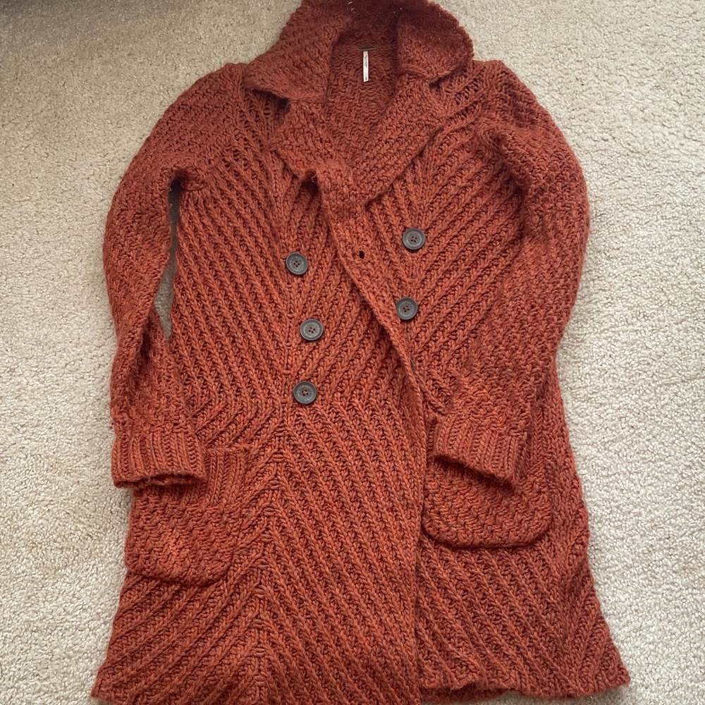 Women's Rust Sweater Coat